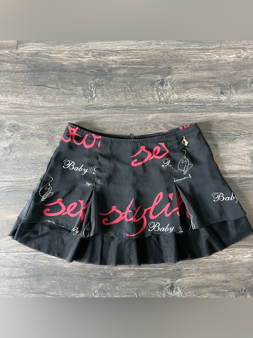y2k baby phat black mini skirt